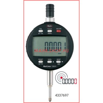   Mahr 4337697 Digitális mérőóra, adatkimenettel, IP42 védelemmel MarCator 1086 R-HR  12,5mm / 0,0001, 0,0005, 0,001, 0,002, 0,005, 0,01 mm